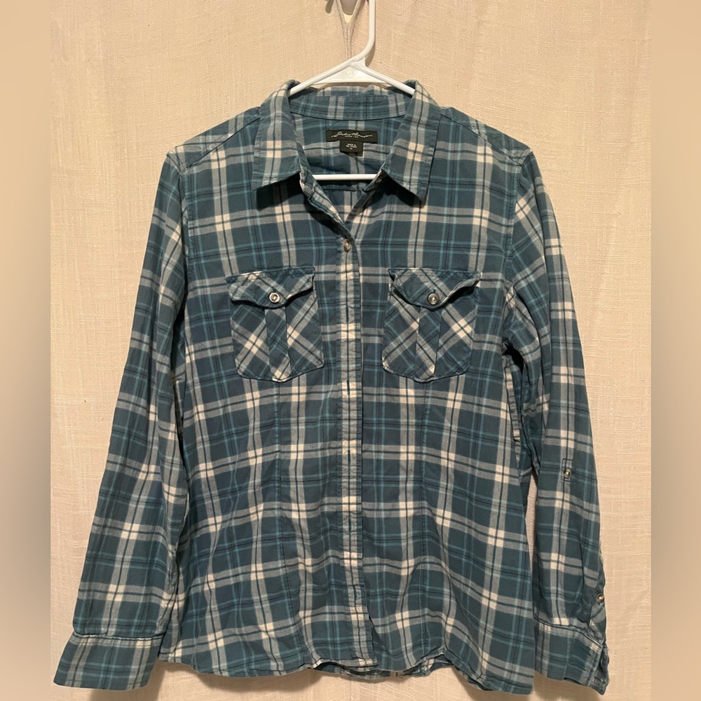 Eddie Bauer Blue Plaid Button-Down Shirt
